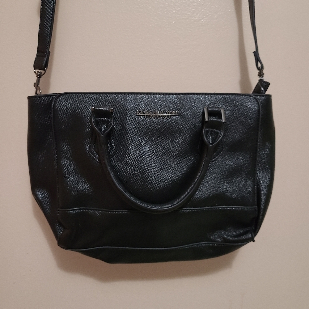 Jones New York Signature Black Shiny Crossbody Purse